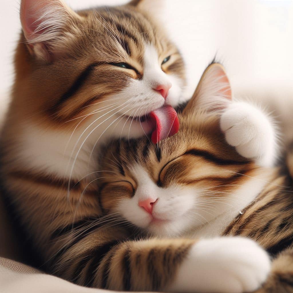 When cats lick each other