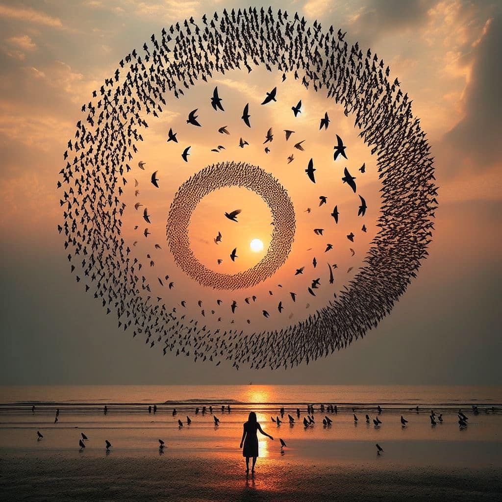 when birds fly in circles