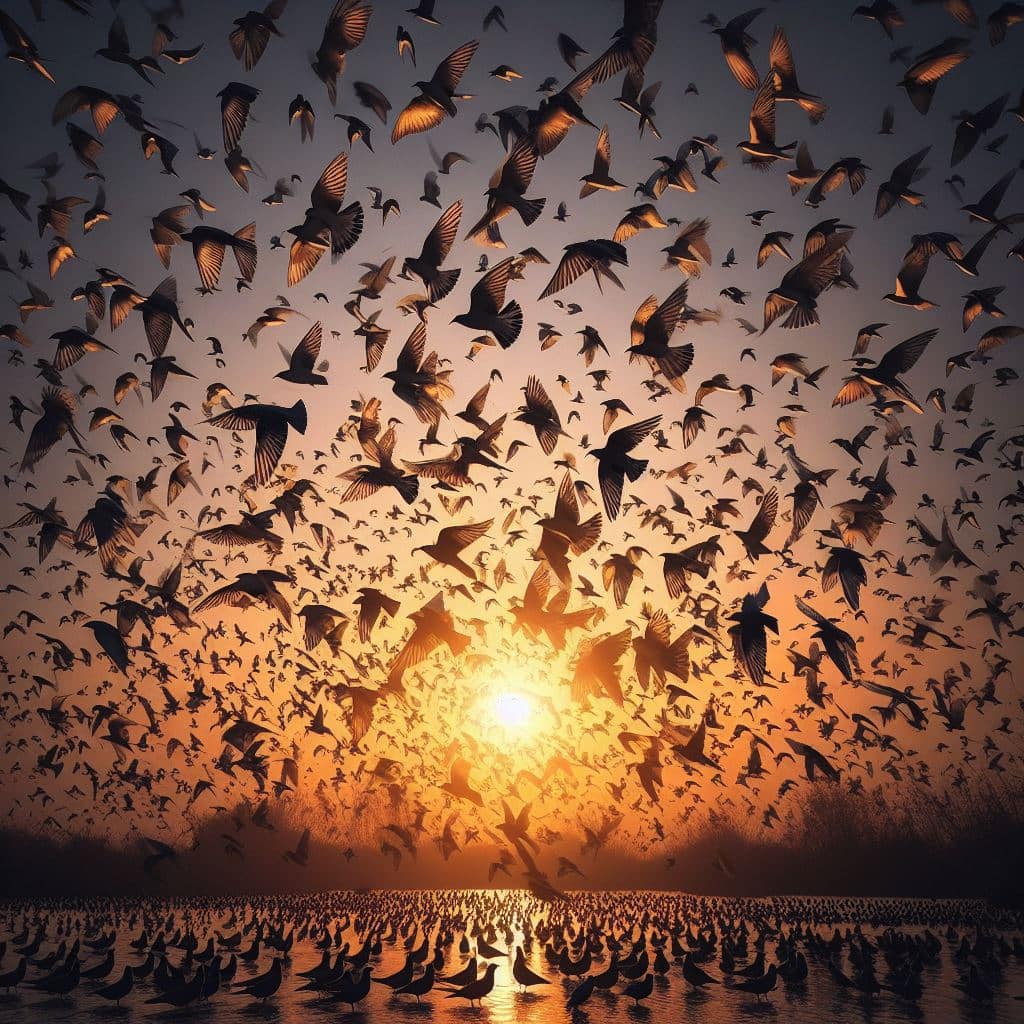 when birds swarm together